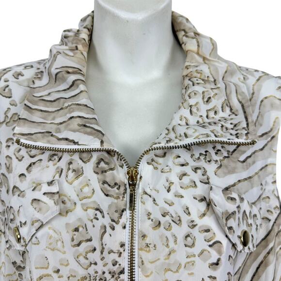 Chicos Zenergy Neema Vest Animal Print Beige Full Zip Lightweight Jacket 2 / L - Picture 5 of 16